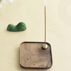 インセンスホルダーお香立て木製木皿金の玉自然シンプルデザインウォールナット置物