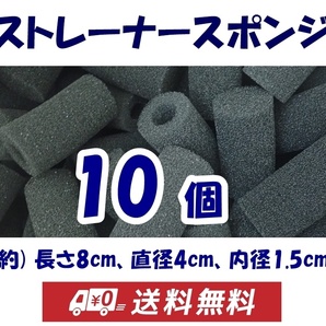 【送料無料】ストレーナー スポンジ 10個 長さ約8cm 穴径1.5cm スポンジフィルター 新品 即決 シュリンプ・メダカ水槽のろ過用に
