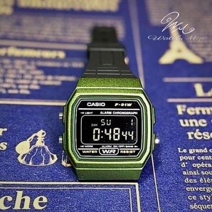 ☆★新品未使用★☆ CASIO F-91WM-3AJH 《反転液晶》カスタム カーキ ラバー(樹脂)ストラップ【チープカシオ・チプカシ】