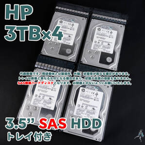 【a10/a21-23(t)】HP HGST 3.5インチHDD(SAS) 3TB MB3000FBUCN HUS723030ALS640 トレイ付き SAS接続 通電のみ確認【4台セット/中古品】