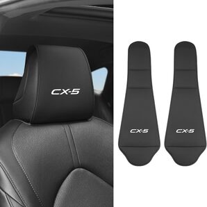 CX-5 ヘッドレストカバー 収納ポケット付き 取付簡単 シートカバー 運転席+助手席 2枚セット(PUレザー ブラック)