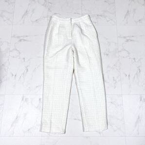 美品 BIRTHDAY BASH バースデーバッシュ ウール混 ツイード センタープレス パンツ TWEED GILET SETUP IVORY フォーマル オフィス 通勤