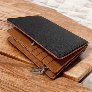 スプリットレザー 二つ折り財布 大容量 黒 茶 メンズ レディース 小銭入れ
