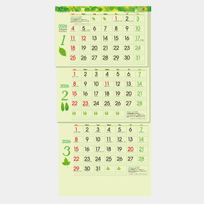 〈三ヶ月〉グリーン3ヶ月eco(TD-787)2026年カレンダー