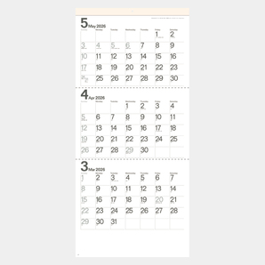 〈三ヶ月〉モノトーン文字(SG-316)2026年カレンダー