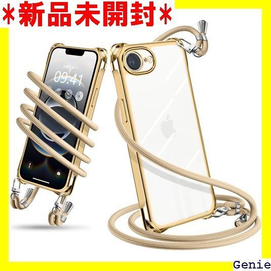 iPhone 16e ケース ショルダー クリア アイ 可能 取り外し可能 落下防止 ワイヤレス充電対 ゴールド 48