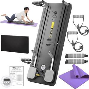 【ベストボディJAPANチャンピオン監修】腹筋ボード 折りたたみ式 体幹トレーニング ヨガマット(パープル)&記録シート付