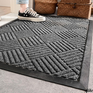 【耐久性抜群!様々な場所で使える 滑り止め付き玄関マット】 グレー 玄関マット 滑り止めマット 室内マット オフィスマット 掃除が簡単