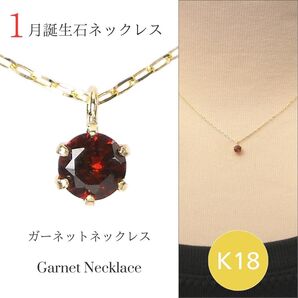 ガーネット ネックレス k18 18金ゴールド レディース 50代 40代 60代 30代 20代 天然石 1月誕生石 18k スキンジュエリー プレゼント
