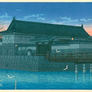 ■□5作品 川瀬巴水(No528) マット紙複製仕上 ①平河門②男鹿半島龍ヶ島③秋田空巣沼④大阪天王寺⑤星月夜 □■