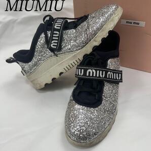 I493 26.0cm ミュウミュウ スニーカー グレー メンズ