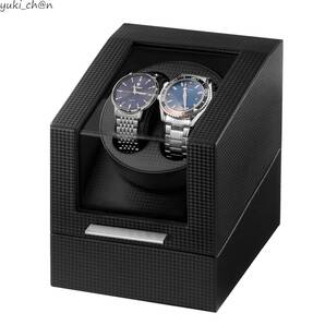 ワインディングマシーン 2本用 自動巻き上げ機 14x16x18.4cm 腕時計ワインダー 静音モーター付き USB充電対応