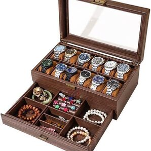 腕時計ケース 木製 天板ガラス 木製 腕時計 コレクションケース ボックス ショーケース 高級 時計 アクセサリー 小物入れ