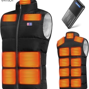 電熱ベスト 加熱ベスト ヒートジャケット XL ブラック 40800mAh 17箇所発熱 前後独立スイッチ USB給電 速暖 丸洗い 省エネ 節電
