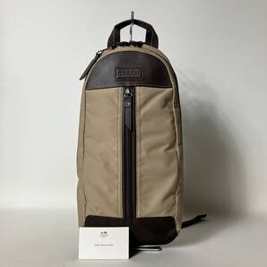 710B239|美品|コーチ ボディバッグ ナイロン レザー ブラウン