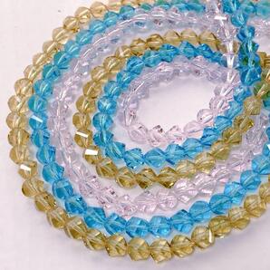 bk501/new!ガラスビーズ◇多面カット カラーmix 3連