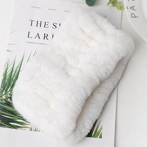 ◆新品◆限定 柔らかな毛皮の レッキス編み込み◆スヌード白毛皮ファー