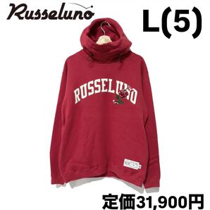 新品 ラッセルノ ゴルフ フラグローズ ロゴ マスク プルオーバー フーディー レッド L 5 ゴルフウェア RS-2240605 ストリートウェア