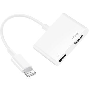 lightning HDMI 変換アダプタ【MFi認証】大画面 1080PフルHD遅延なし Digital AVアダプタ音声同期出力(充電ポート付き