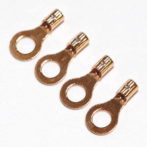 ネコポス無料! 非メッキ OFC 高純度無酸素銅 丸型(R型)圧着端子 無メッキ 4個set R1.25-4