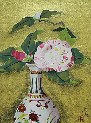 小倉遊亀 版画 花と皿 リトグラフ 東京企画 純金箔 エディションあり 小倉遊亀 版画 花と皿 リトグラフ 東京企画 純金箔 エディションあり