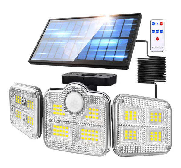 【大特価】ソーラーライト 屋外 センサーライト 防水 LED 人感 太陽光発電 光感 分離型 5mケーブル 自動点灯/消灯 リモコン 壁掛け