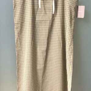 新品 チェック柄 レイヤードワンピース ベージュ Lサイズ ワンピース 胸元リボン付き ロングワンピース お腹を隠す カットソーと合わせて