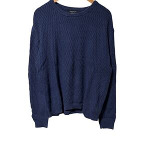 glamb コットンニット ネイビー 立体編み クルーネック セーター 風合い抜群 Cotton Knit Navy Textured Crewneck sweater 2