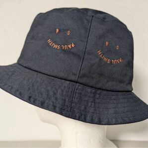 PS Paul Smith ハッピースマイル バケットハット ブラック 美品 スマイル刺繍 帽子 Happy Smile Bucket Hat Black Embroidered Logo