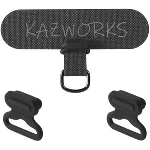 kazworks スマホ ストラップホルダー タグパッ ネックストラップ 充電ポートカバー付き クリア ブラック 130