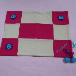 送料無料 Fifi&Romeo Sサイズ F&R フラワー カシミア ロゴブランケット PINK・アイボリー 中古 定価21500円