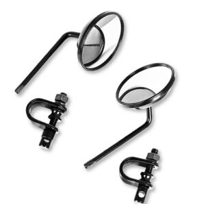 格安 バイク オートバイ ミラー クランプ 左右 ハーレー チョッパー取付 ブラック ラウンド 汎用 左右 バイクミラー ハンドル