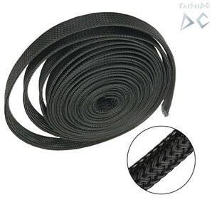 TaiSeiDC 編組スリーブ 内径サイズ10mm (推奨使用範囲7mm~14mm) ケーブル被覆用編組チューブ 10M巻 材質:ポリエステル