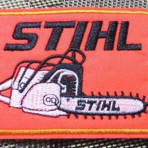 橙SH《激渋》激渋STIHLスチール 刺繍ワッペン◆アウトドアパワーツール、チェンソー/ トリマー◎アメリカ DIY 山林業 農業 工事関係者