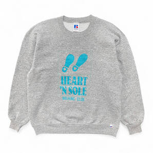 古着 USA製 90S Russell ラッセル ルーサー病院 クルーネック 前V ヴィンテージ スウェット トレーナー プリント メンズL グレー BD2914