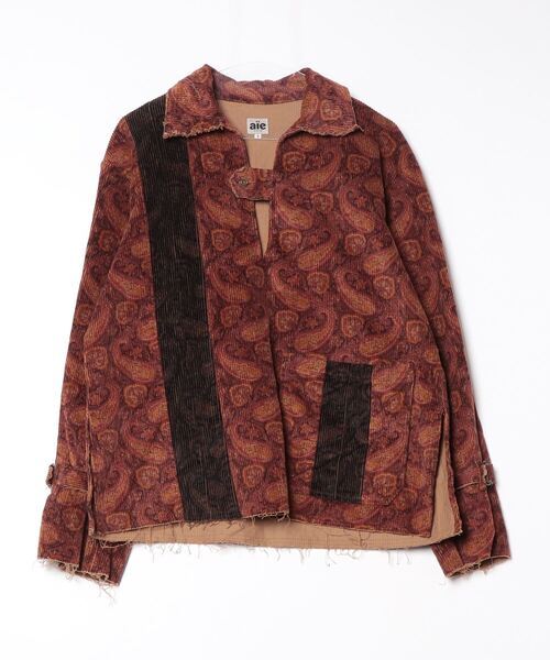 「AiE」 ペイズリー長袖シャツ S ブラウン メンズ