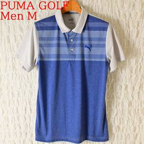 O3 MenM プーマゴルフ 青グレー 半袖プルオーバー