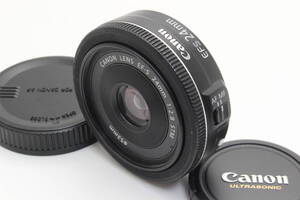 B (並品) Canon キヤノン EF-S 24mm F2.8 STM ブラック 初期不良返品無料 10-68
