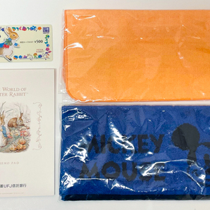 ピーターラビット ミッキーマウス 三菱東京UFJ銀行 UFJ信託銀行 オリジナル タオルハンカチ ハンドタオル メモ帳 使用済 図書カード セット
