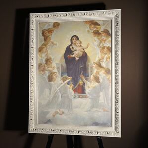 キャンバス プリントアート ブグロー 聖母と天使 絵画 額付 インテリア