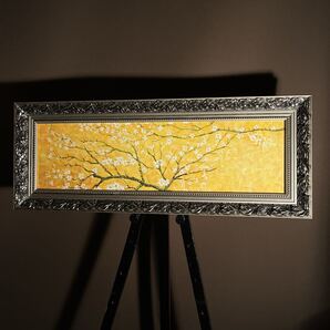 ★秀作★ 手書き油絵 ゴッホ 花咲くアーモンドの枝 肉筆絵画 額付き インテリア 油彩画