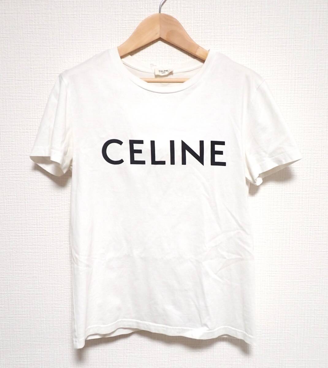 定価8万円超 CELINE セリーヌ フロント ロゴカットソー Tシャツ ホワイ