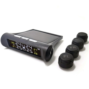 タイヤ空気圧センサー2 TPMSモニター 温度測定 ソーラー充電&USB充電対応 監視システム アラーム 振動感知 Lcdディスプレイ空気圧モニター