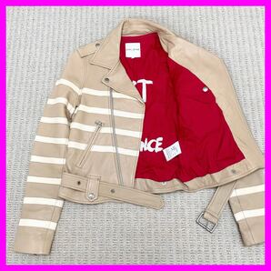 EACH×OTHER ダブルライダースジャケット ラムレザー 本革 ベージュ