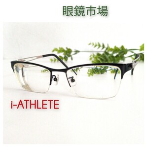 眼鏡市場 i-ATHLETE アイアスリート メガネ ハーフリム シルバー 軽量 ユニセックス ビジネス スクエア オシャレ ブラック クール