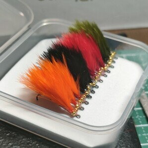 ■Rivers■BCマラブーストリーマー#10オリーブ赤黒オレンジ計12本【種類】完成品フライ>管理釣り場・ソルトフライ>マラブーストリーマー