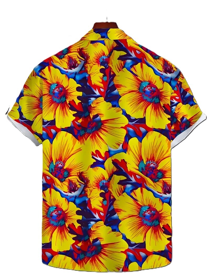 サイズ　XXXL　南国　ハイビスカス　明るい　デザイン　メンズ　半袖　ハワイアン　アロハシャツ　大きいサイズ　0．３９３　