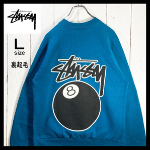 【USED】 ステューシー STUSSY エイトボール スウェット トレーナー ビックロゴ メキシコ製 00s 古着 ブルー( L size ) ☆送料無料☆