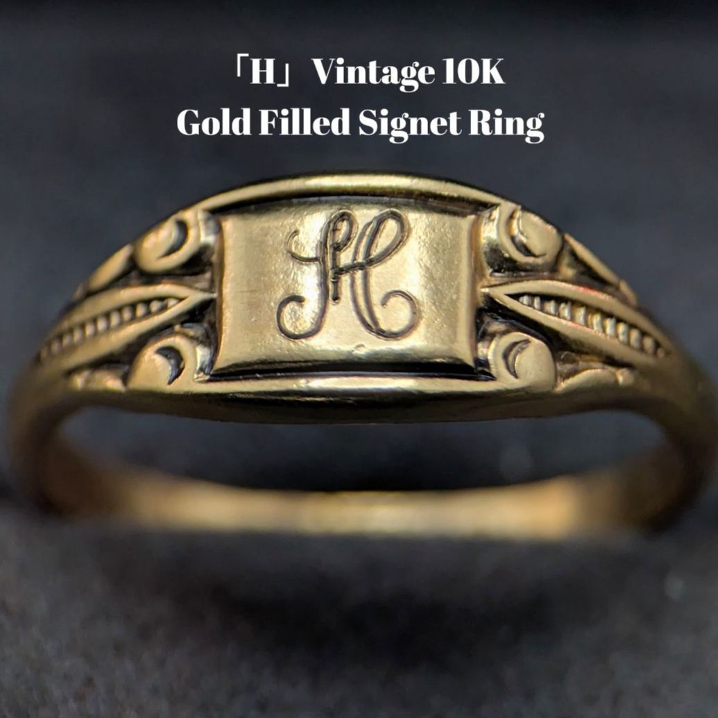 ヴィンテージ　10K GFシグネットリング　サイズ12号 イニシャルH ヴィンテージ 10K GFシグネットリング サイズ12号 イニシャルH