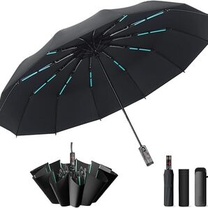 風に強い超大サイズ・12本二重骨 計24本骨 折りたたみ傘 ワンタッチ自動開閉 UVカット 直径105cm 曲面115cm 台風 豪雨対応 遮光遮熱 晴雨兼